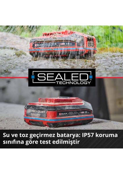 Orijinal Einhell 18 V 4.0 Ah SEALED Power X-Change PLUS (18 V Akü, Su ve Toz Koruması, IP57 Koruma Sınıfı,Tüm PXC cihazları için evrensel kullanım, Şarj cihazı dahil değil) - 4511627