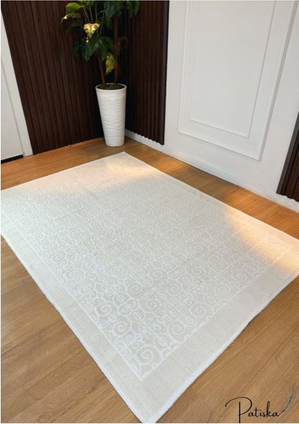 Patiska Yıkanabilir Kaymaz Dekoratif Spiral Desen Pamuk Bukle kilim