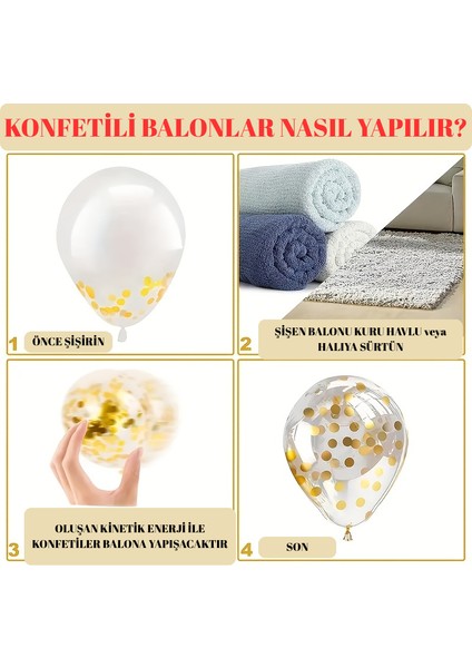 10 Adet Kırmızı Renk Konfeti Dolu Şeffaf Balon - Parti ve Doğum Günü Süslemesi Balon Seti