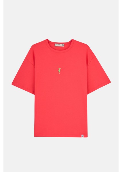 Deniz Atı Oversize Premium T-Shirt - Nar Çiçeği