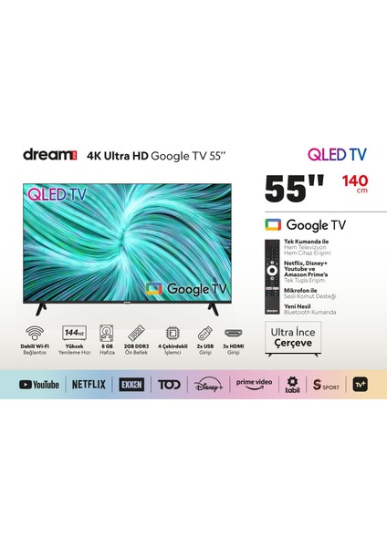 55" 139CM 4K UHD QLED Google TV fiyatları