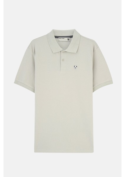 Panda Polo Yaka T-Shirt - Gri
