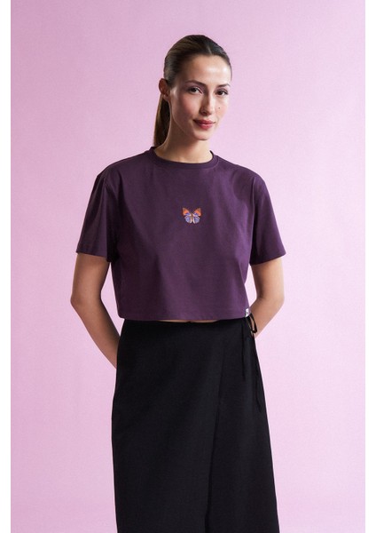 Kallima Parelekta Lightweight Crop T-Shirt - Mürdüm