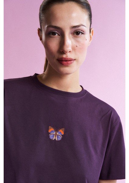 Kallima Parelekta Lightweight Crop T-Shirt - Mürdüm