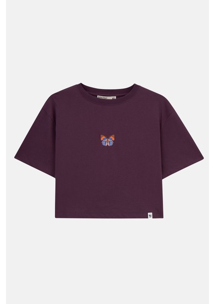 Kallima Parelekta Lightweight Crop T-Shirt - Mürdüm