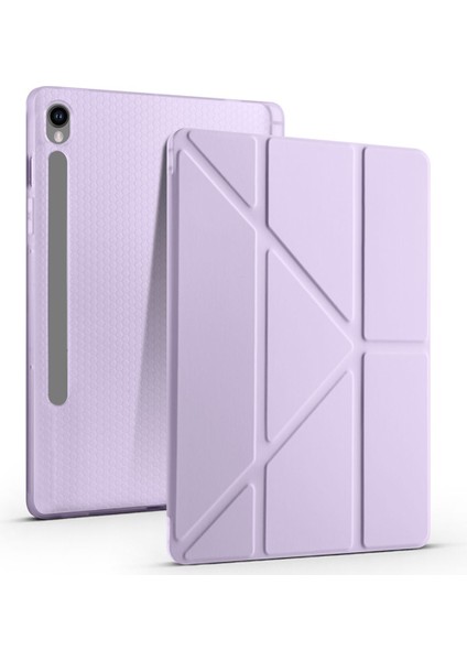 Galaxy Tab S9 Fe 10.9 inç SM-X510 Kılıf Zore Tri Folding Kalem Bölmeli Standlı Kılıf Uyandırma Özellikli