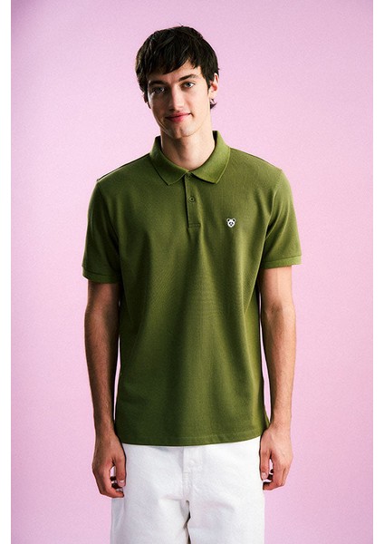 Panda Polo Yaka T-Shirt- Haki modelleri