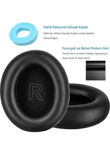 Anker Soundcore Life için Q30 Q30bt ve Q35 ile Uyumlu Suni Deri Kulaklık Pedi Hafızalı Yüksek Kaliteli Materyal Kulaklık Süngeri