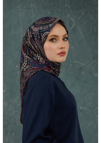 Ipekhan Soft Pamuk Etro Desen Eşarp 1224-06 Lacivert Bordo