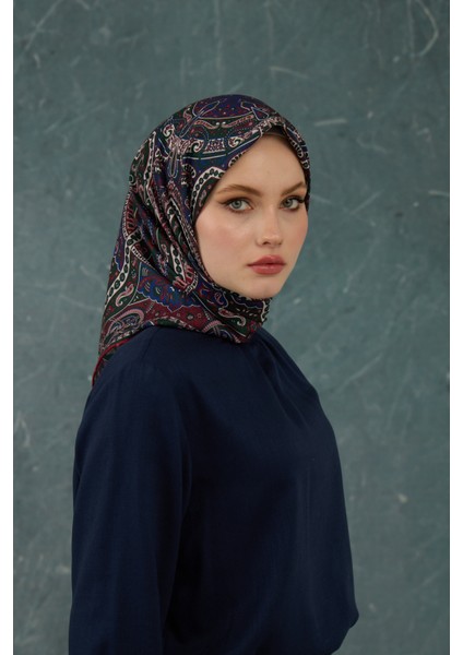 Ipekhan Soft Pamuk Etro Desen Eşarp 1224-06 Lacivert Bordo
