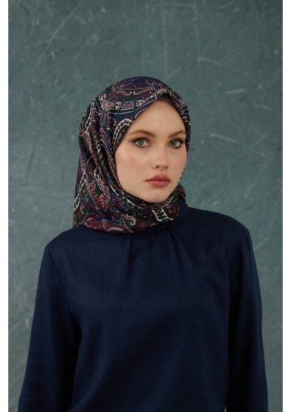 Ipekhan Soft Pamuk Etro Desen Eşarp 1224-06 Lacivert Bordo