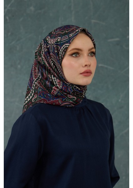 Ipekhan Soft Pamuk Etro Desen Eşarp 1224-06 Lacivert Bordo