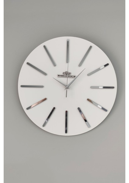 Şık Ayna Duvar Saati Beyaz Gümüş 37X37CM Sessiz Mekanizma fiyatları