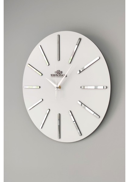 Şık Ayna Duvar Saati Beyaz Gümüş 37X37CM Sessiz Mekanizma modelleri
