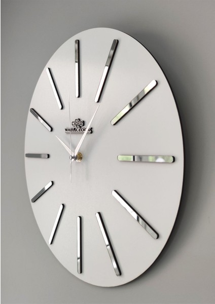 Şık Ayna Duvar Saati Beyaz Gümüş 37X37CM Sessiz Mekanizma fırsatları