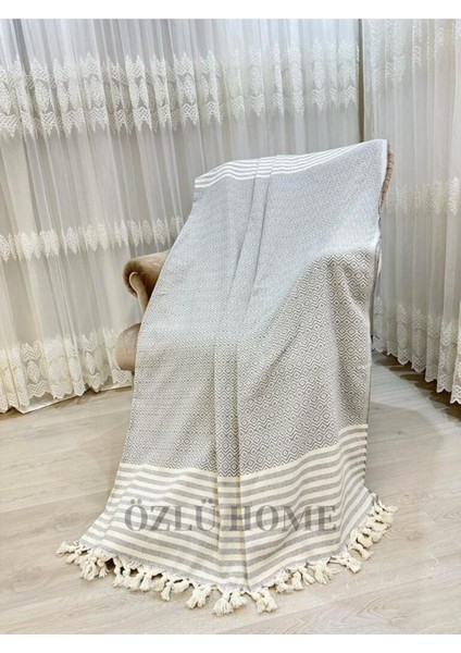 Lüks Sedir Elmas Desen Koltuk Örtüsü Gri 180 x 220 Gri