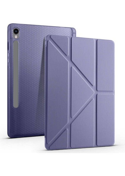 Galaxy Tab S9 Fe 10.9 inç SM-X510 Kılıf Zore Tri Folding Kalem Bölmeli Standlı Kılıf Uyandırma Özellikli