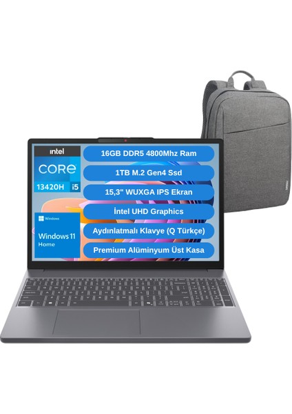 Ideapad Slim 3 Intel Core I5 13420H 16GB 1tb SSD 15.3" Wuxga Windows 11 Home Taşınabilir Bilgisayar 83K1004ETRWZ2 - Lenovo Çanta