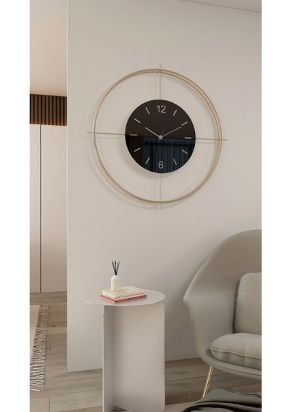 55X55 cm Ledli Siyah Metal Dekoratif Duvar Saati