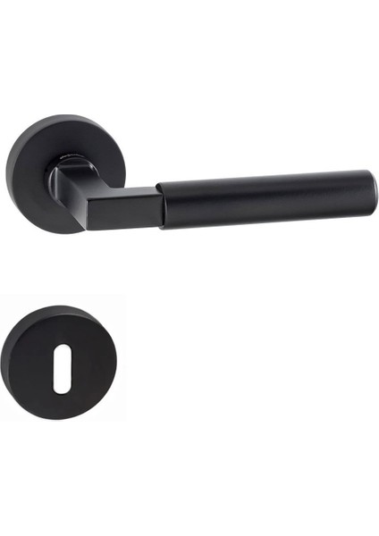 Doğanlar Bs Lüx Rozetli Oda Kapı Kolu Mat Siyah