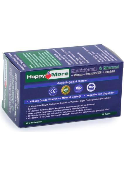 HappyMore Multivitamin ve Multimineral İçeren 50 Çentikli Tablet Takviye Edici Gıda fırsatları