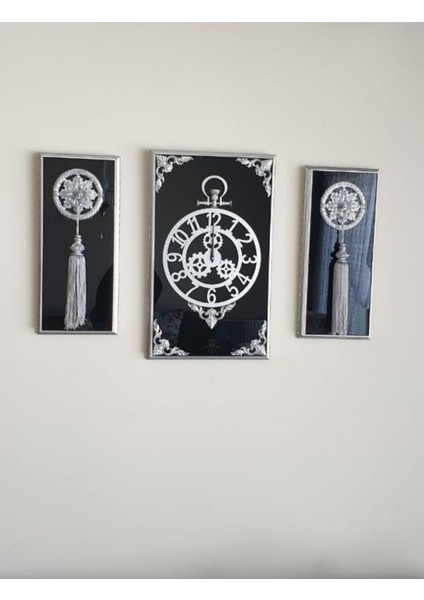3'lü Aynalı Gümüş Duvar Saati Seti, Şık ve Dekoratif Hediye Alternatifi fiyatları