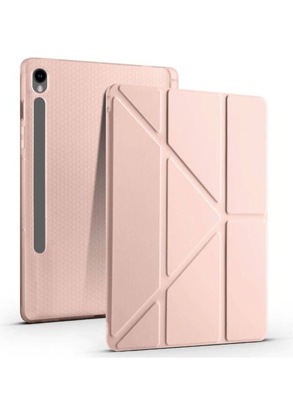 Galaxy Tab S9 Fe 10.9 inç SM-X510 Kılıf Zore Tri Folding Kalem Bölmeli Standlı Kılıf Uyandırma Özellikli