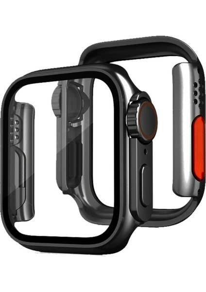 Apple Watch 45MM Watch 49MM Kasa Dönüştürücü ve Ekran Koruyucu - Siyah Drstr