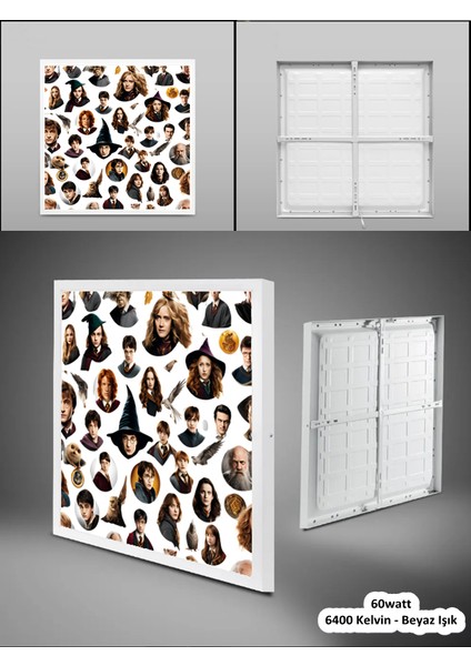 Harry Potter Ledli Çocuk Odası Avize, 60WATT, Beyaz Işık, 60X60 Modern Kare, Genç Odası Avize, Yeni fiyatları