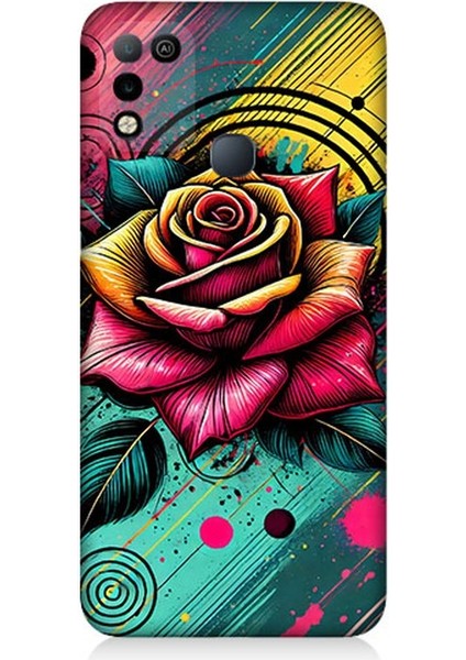Infinix Hot 11 Play Uyumlu Neon Gül Renk Patlaması Desenli Silikon Kılıf