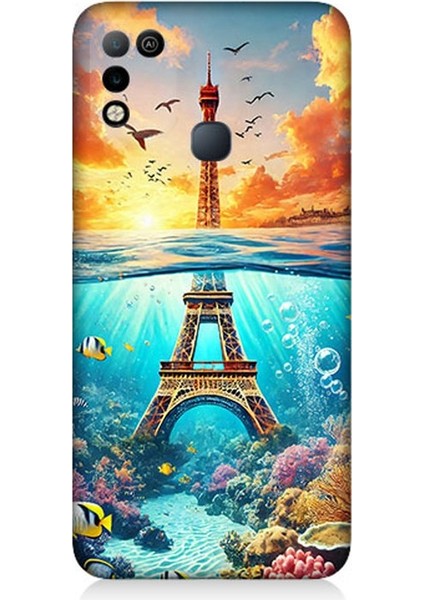 Infinix Hot 10 Play Uyumlu Denizaltında Eyfel Hayali Desenli Silikon Kılıf