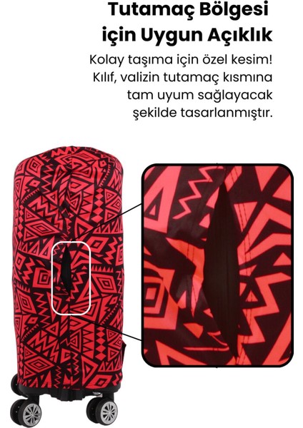 Esnek Likralı Yıkanabilir Dayanıklı Valiz Kılıfı Koruyucu Büyük Orta Küçük Boy Geometrik Desenli modelleri