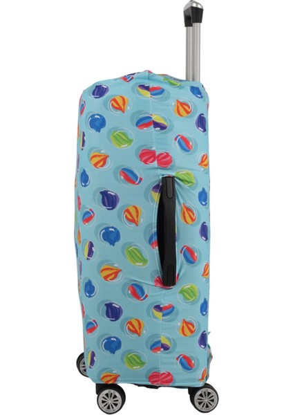 Esnek Likralı Yıkanabilir Dayanıklı Valiz Kılıfı Koruyucu Büyük Orta Küçük Boy-Renkli Top Desenli