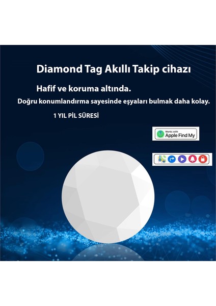 Dıamond Tag Akılli Apple Uyumlu 1 Yil Pil Suresi
