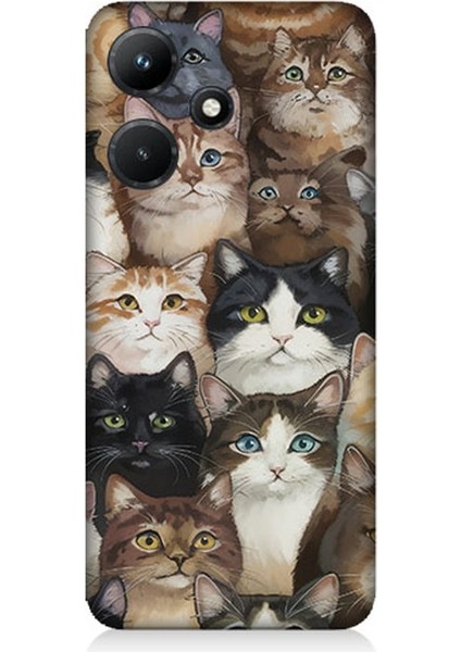 Infinix Hot 30I Uyumlu Kedi Kalabalığında Kaos Desenli Silikon Kılıf