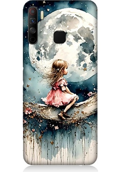 Infinix 5s Lite Uyumlu Ay Üzerinde Hayalci Kız Desenli Silikon Kılıf