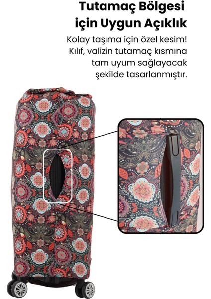 Esnek Likralı Yıkanabilir Dayanıklı Valiz Kılıfı Koruyucu Büyük Orta Küçük Boy Mandala Desen modelleri