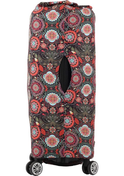 Esnek Likralı Yıkanabilir Dayanıklı Valiz Kılıfı Koruyucu Büyük Orta Küçük Boy Mandala Desen
