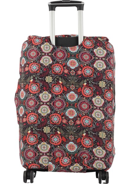 Esnek Likralı Yıkanabilir Dayanıklı Valiz Kılıfı Koruyucu Büyük Orta Küçük Boy Mandala Desen