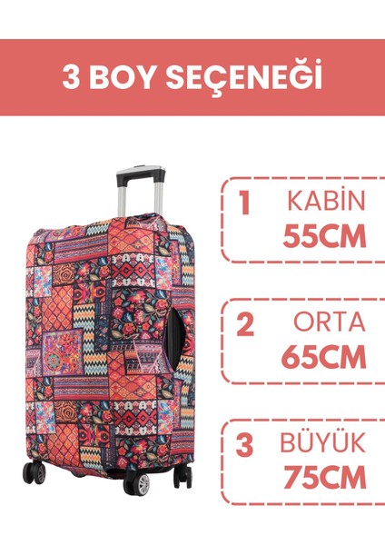 Esnek Likralı Yıkanabilir Dayanıklı Valiz Kılıfı Koruyucu Büyük Orta Küçük Boy Patchwork Desen fiyatları