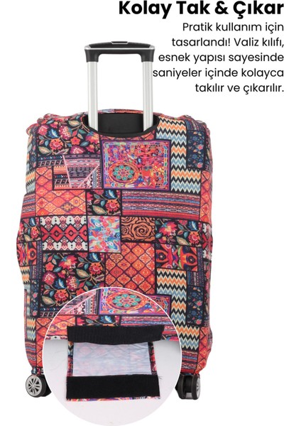Esnek Likralı Yıkanabilir Dayanıklı Valiz Kılıfı Koruyucu Büyük Orta Küçük Boy Patchwork Desen fırsatları