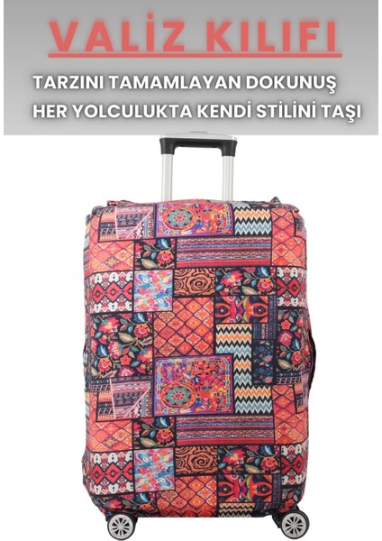 Esnek Likralı Yıkanabilir Dayanıklı Valiz Kılıfı Koruyucu Büyük Orta Küçük Boy Patchwork Desen indirimleri