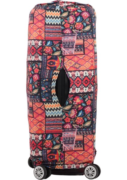 Esnek Likralı Yıkanabilir Dayanıklı Valiz Kılıfı Koruyucu Büyük Orta Küçük Boy Patchwork Desen