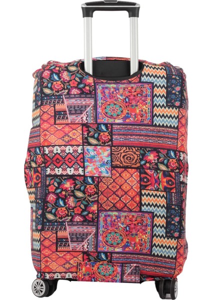 Esnek Likralı Yıkanabilir Dayanıklı Valiz Kılıfı Koruyucu Büyük Orta Küçük Boy Patchwork Desen