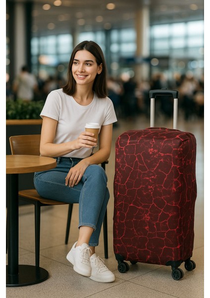 Esnek Likralı Yıkanabilir Dayanıklı Valiz Kılıfı Koruyucu Büyük Orta Küçük Boy Mermer Desen