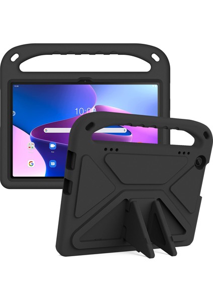 Lenovo Tab M10 (3. Nesil) TAB-328F Kickstand Tablet Kılıfı El Tutacağı Düşmeye Karşı Eva Tablet Kılıfı-Siyah (Yurt Dışından)