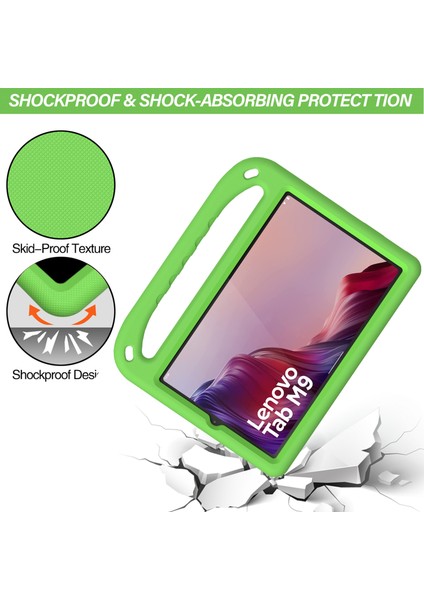 Lenovo Tab M9 Kickstand Tablet Kılıfı El Tutacağı Eva Darbeye Dayanıklı Kapak-Yeşil (Yurt Dışından) modelleri