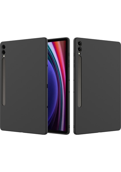 Samsung Galaxy Tab S9+Kılıf Çizilmez Sıvı Silikon Kapak-Siyah (Yurt Dışından)