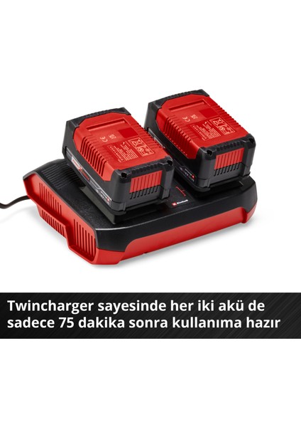 Orijinal Einhell Power X-Change Başlangıç Kiti Akü ve Şarj Cihazı (Li-Ion, 18 V, 2 x 4.0 Ah Akü ve Twincharger şarj cihazı, Tüm Power X-Change cihazları ile uyumlu) - 4512112