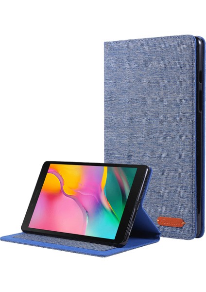 Kumaş Doku Standı Deri Koruyucu Kılıf Samsung Galaxy Tab A 8.0 Wi-Fi (2019)SM-T290/T295-MAVI (Yurt Dışından)
